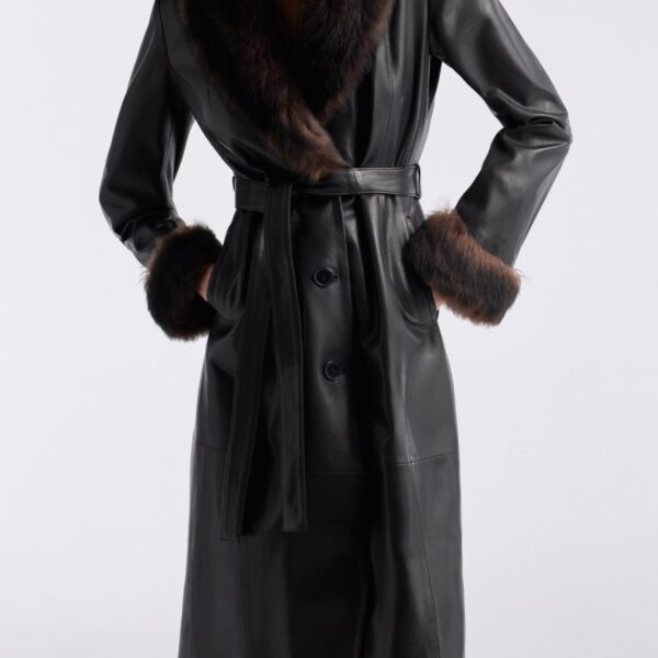 Nour Hammour Coats Color | Baez Luxe Leather Coat luxury leather Coats from Coveti