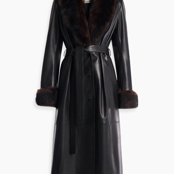 Nour Hammour Coats Color | Baez Luxe Leather Coat luxury leather Coats from Coveti