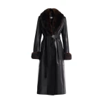 Nour Hammour Coats Color | Baez Luxe Leather Coat luxury leather Coats from Coveti