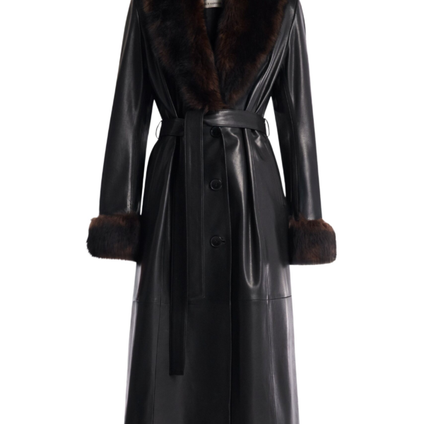 Nour Hammour Coats Color | Baez Luxe Leather Coat luxury leather Coats from Coveti