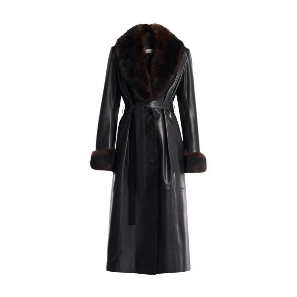 Nour Hammour Coats Color | Baez Luxe Leather Coat luxury leather Coats from Coveti