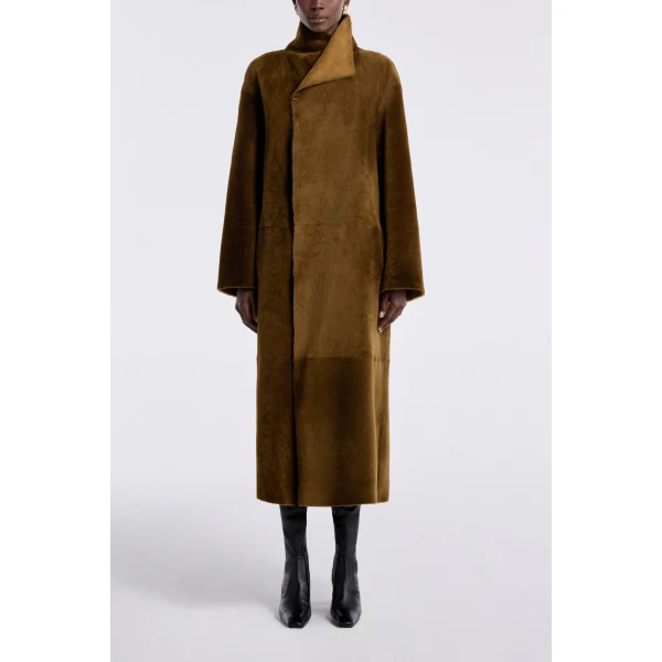 Nour Hammour Birthday Coat Merinos Draped Shearling Coat, view 2
