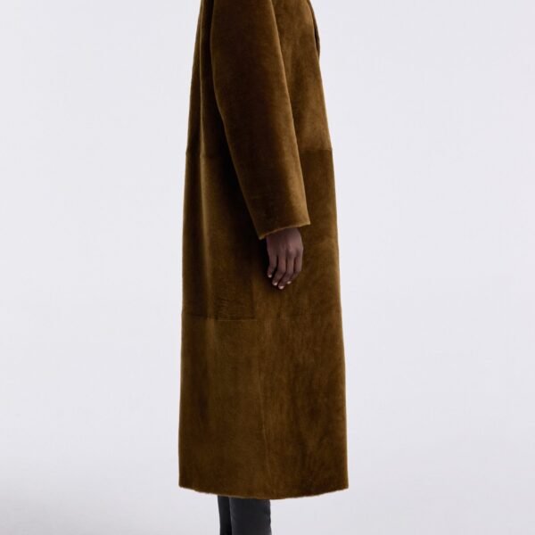 Nour Hammour Coats Color | Birthday Coat Merinos Draped Shearling Coat luxury leather Coats from Coveti