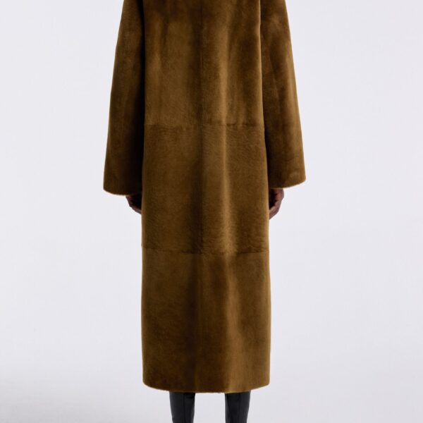 Nour Hammour Coats Color | Birthday Coat Merinos Draped Shearling Coat luxury leather Coats from Coveti