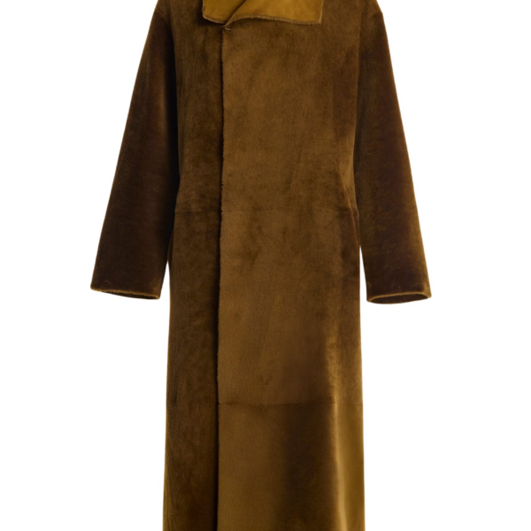 Nour Hammour Coats Color | Birthday Coat Merinos Draped Shearling Coat luxury leather Coats from Coveti