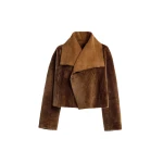 Nour Hammour Jackets Color | Cascade Draped Shearling Jacket luxury leather Jackets from Coveti