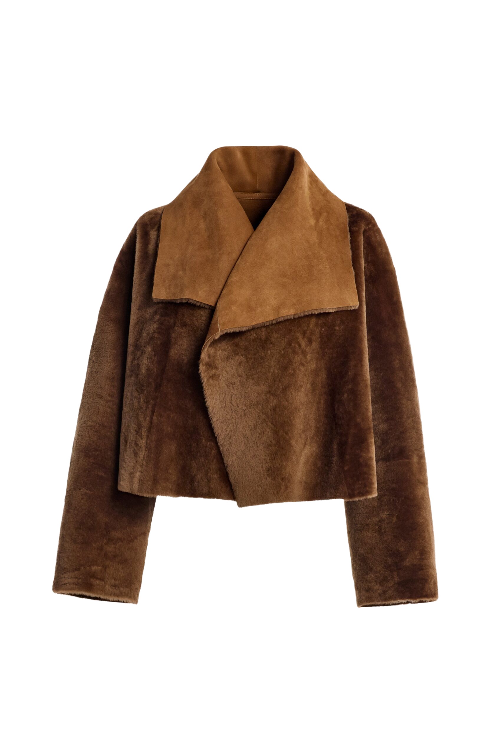 Nour Hammour Cascade Draped Shearling Jacket