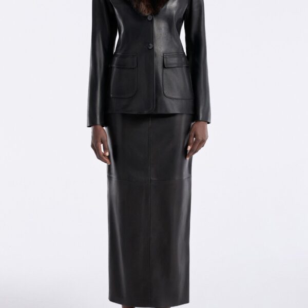 Nour Hammour Jackets Color | Caterina Polished Leather Blazer luxury leather Jackets from Coveti