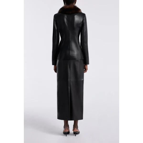 Nour Hammour Caterina Polished Leather Blazer, view 4