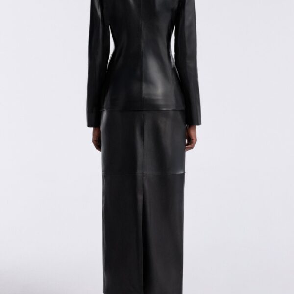 Nour Hammour Jackets Color | Caterina Polished Leather Blazer luxury leather Jackets from Coveti