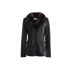 Nour Hammour Jackets Color | Caterina Polished Leather Blazer luxury leather Jackets from Coveti