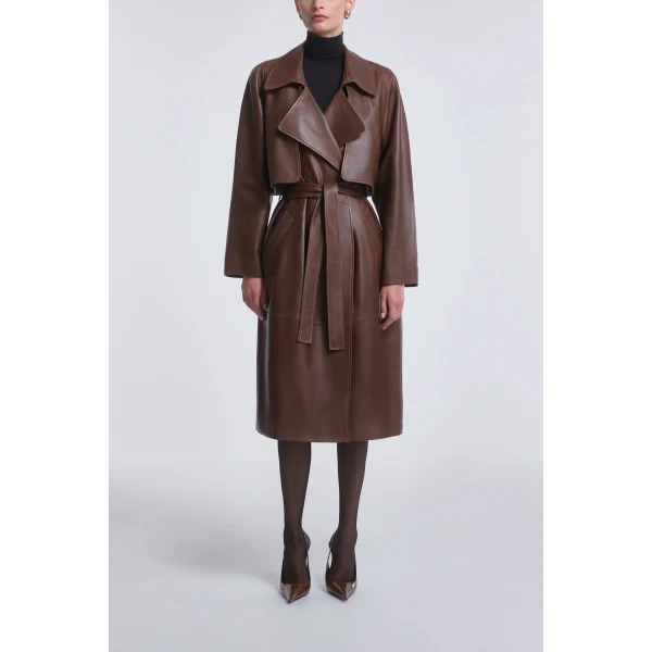 Nour Hammour Cisely Relaxed Leather Coat, view 2