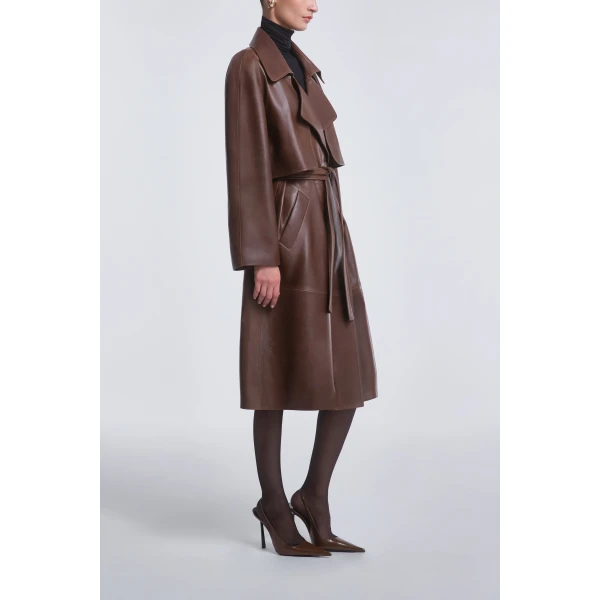 Nour Hammour Cisely Relaxed Leather Coat, view 3