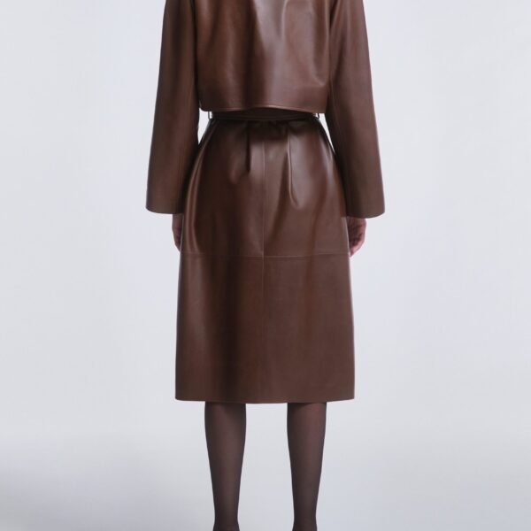Nour Hammour Coats Color | Cisely Relaxed Leather Coat luxury leather Coats from Coveti