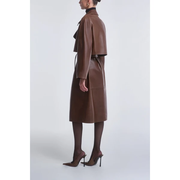 Nour Hammour Cisely Relaxed Leather Coat, view 5