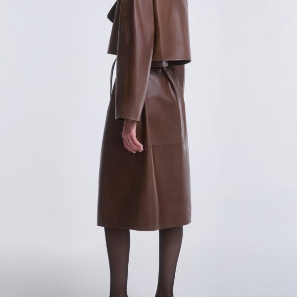 Nour Hammour Coats Color | Cisely Relaxed Leather Coat luxury leather Coats from Coveti