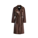 Nour Hammour Coats Color | Cisely Relaxed Leather Coat luxury leather Coats from Coveti