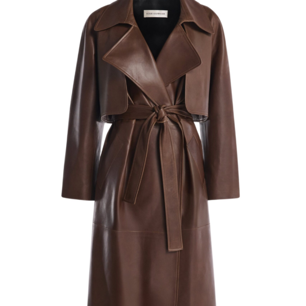 Nour Hammour Coats Color | Cisely Relaxed Leather Coat luxury leather Coats from Coveti