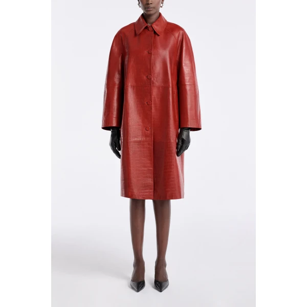 Nour Hammour Croco Embossed Day Coat Chic Day Coat, view 2