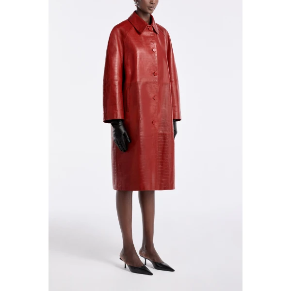 Nour Hammour Croco Embossed Day Coat Chic Day Coat, view 3