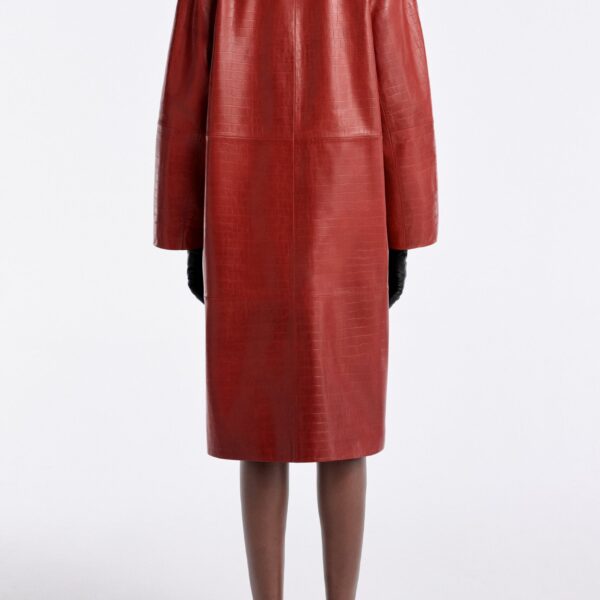 Nour Hammour Coats Color | Croco Embossed Day Coat Chic Day Coat luxury leather Coats from Coveti