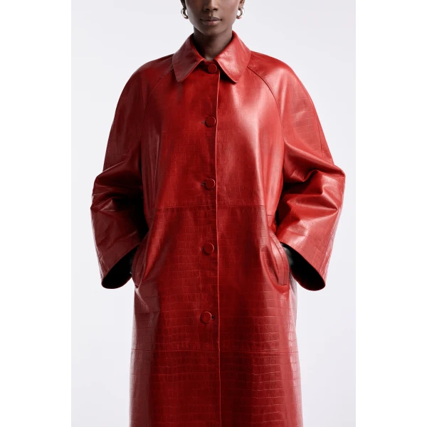 Nour Hammour Croco Embossed Day Coat Chic Day Coat, view 5