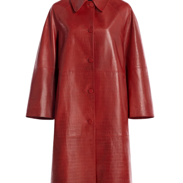 Nour Hammour Coats Color | Croco Embossed Day Coat Chic Day Coat luxury leather Coats from Coveti