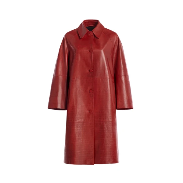 Nour Hammour Coats Color | Croco Embossed Day Coat Chic Day Coat luxury leather Coats from Coveti