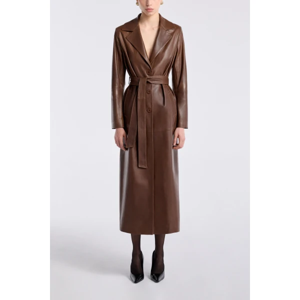 Nour Hammour Dakota Glamorous Leather Coat, view 2