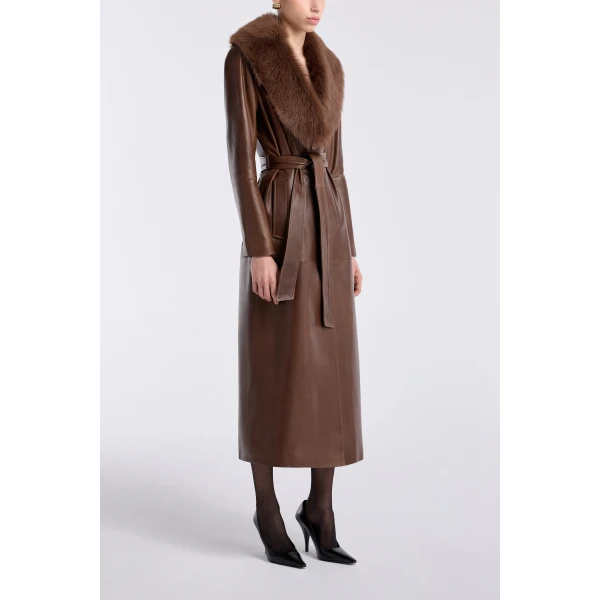 Nour Hammour Dakota Glamorous Leather Coat, view 3