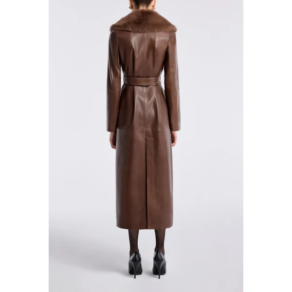 Nour Hammour Dakota Glamorous Leather Coat, view 4