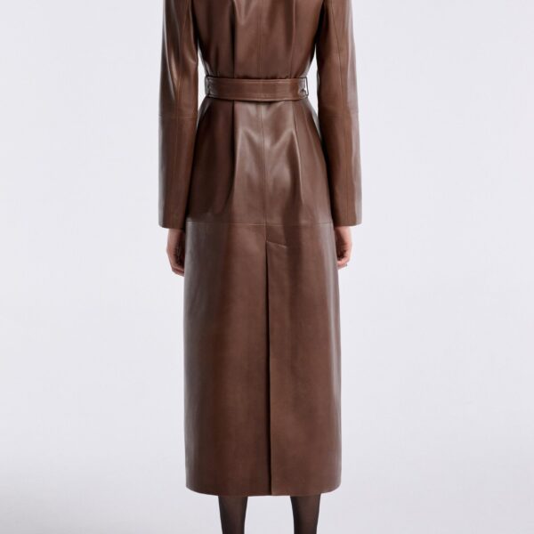 Nour Hammour Coats Color | Dakota Glamorous Leather Coat luxury leather Coats from Coveti