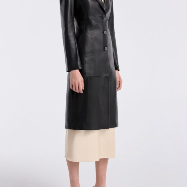 Nour Hammour Coats Color | Eames Elegant Leather Coat luxury leather Coats from Coveti