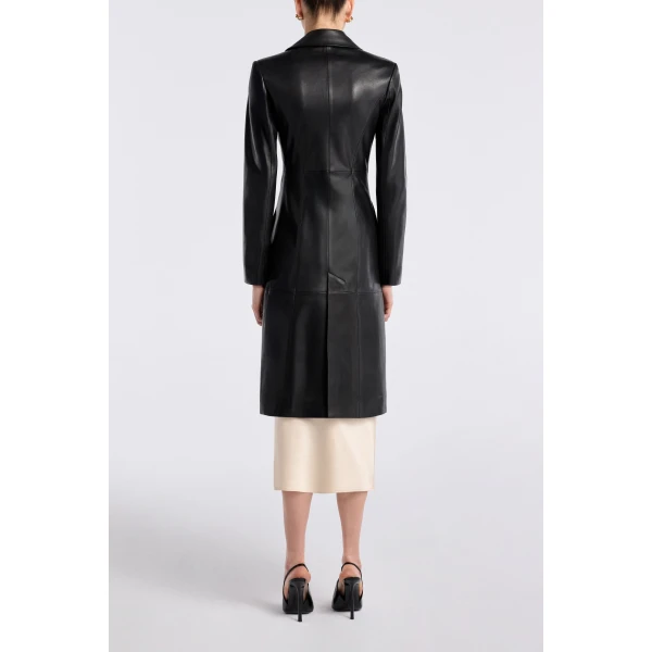 Nour Hammour Eames Elegant Leather Coat, view 4