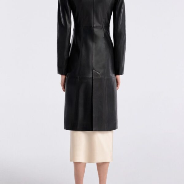 Nour Hammour Coats Color | Eames Elegant Leather Coat luxury leather Coats from Coveti