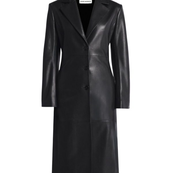 Nour Hammour Coats Color | Eames Elegant Leather Coat luxury leather Coats from Coveti