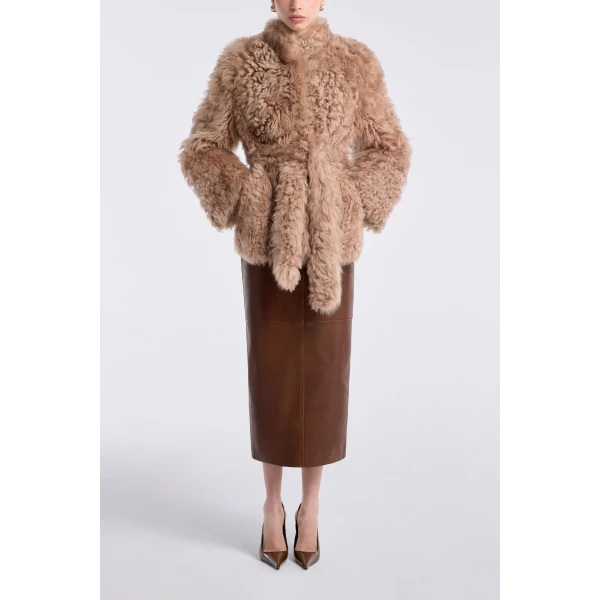Nour Hammour Elsa Ladylike Shearling Coat, view 3