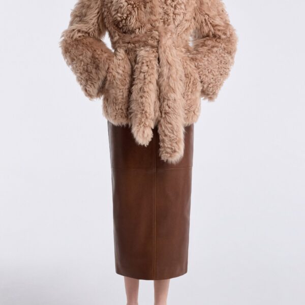 Nour Hammour Coats Color | Elsa Ladylike Shearling Coat luxury leather Coats from Coveti