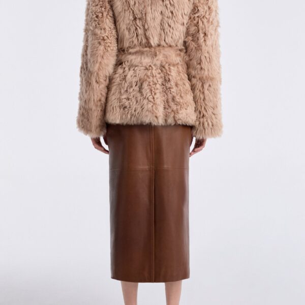 Nour Hammour Coats Color | Elsa Ladylike Shearling Coat luxury leather Coats from Coveti