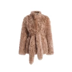 Nour Hammour Coats Color | Elsa Ladylike Shearling Coat luxury leather Coats from Coveti