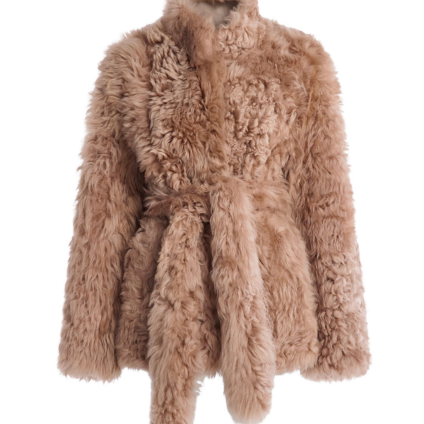 Nour Hammour Coats Color | Elsa Ladylike Shearling Coat luxury leather Coats from Coveti