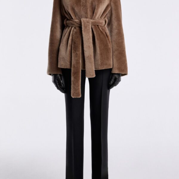 Nour Hammour Coats Color | Elsa Merinos Ladylike Shearling Coat luxury leather Coats from Coveti