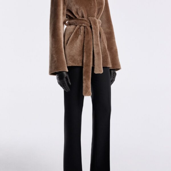 Nour Hammour Coats Color | Elsa Merinos Ladylike Shearling Coat luxury leather Coats from Coveti