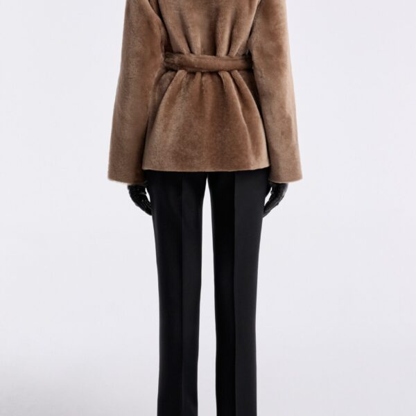 Nour Hammour Coats Color | Elsa Merinos Ladylike Shearling Coat luxury leather Coats from Coveti