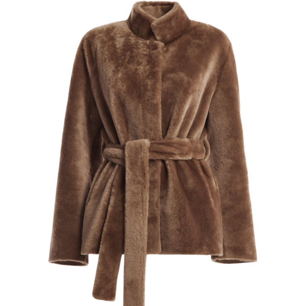 Nour Hammour Coats Color | Elsa Merinos Ladylike Shearling Coat luxury leather Coats from Coveti