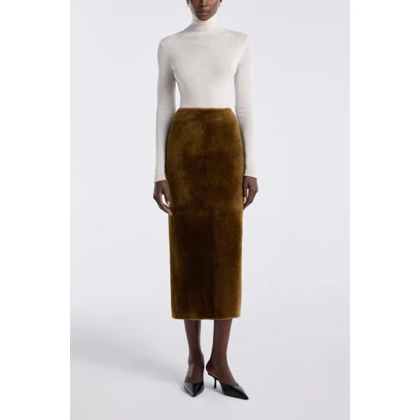 Nour Hammour Elyse Shearling Velvety Shearling Skirt, view 2