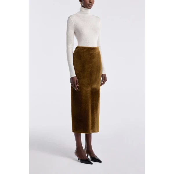 Nour Hammour Elyse Shearling Velvety Shearling Skirt, view 3