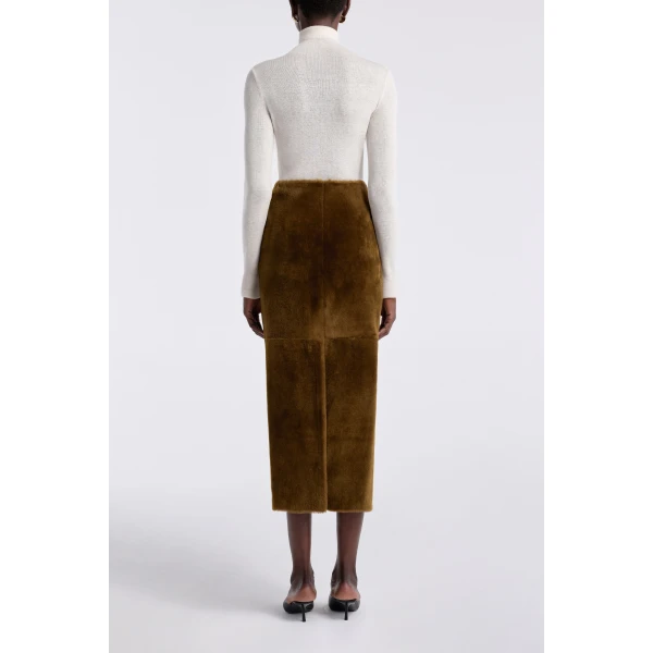 Nour Hammour Elyse Shearling Velvety Shearling Skirt, view 4