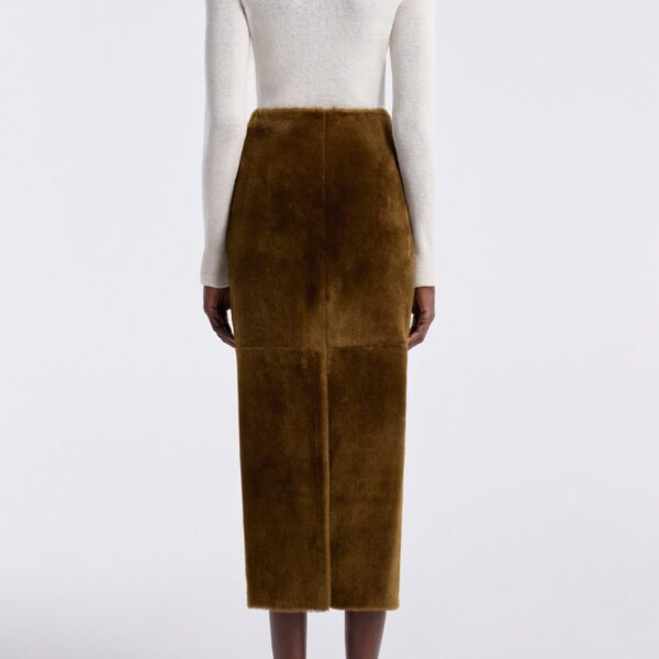 Nour Hammour Skirts Color | Elyse Shearling Velvety Shearling Skirt luxury leather Skirts from Coveti