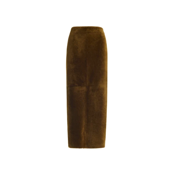 Nour Hammour Skirts Color | Elyse Shearling Velvety Shearling Skirt luxury leather Skirts from Coveti